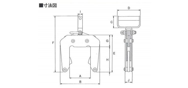 鷹牌ECHS型混凝土夾具尺寸圖 鷹牌ECHS型混凝土夾具尺寸圖