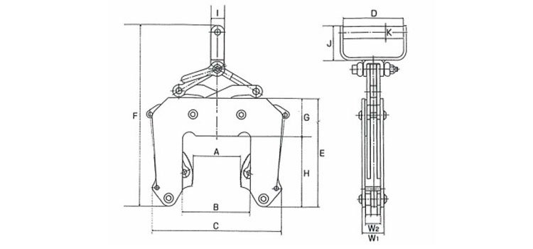 鷹牌ECHA型混凝土夾鉗尺寸圖 鷹牌ECHA型混凝土夾鉗尺寸圖