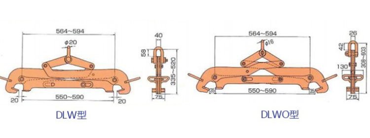 DLW DLWO圓鐵桶用夾具尺寸圖 DLW DLWO圓鐵桶用夾具尺寸圖