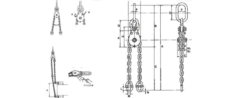 鷹牌EQF型鏈條平衡器尺寸圖 鷹牌EQF型鏈條平衡器尺寸圖