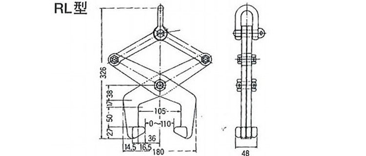 RL鋼軌起吊用夾鉗尺寸圖 RL鋼軌起吊用夾鉗尺寸圖