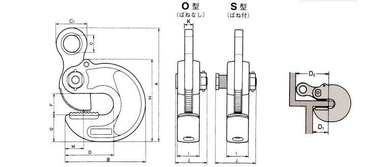 EASY橫向鋼板夾鉗尺寸圖 EASY橫向鋼板夾鉗尺寸圖
