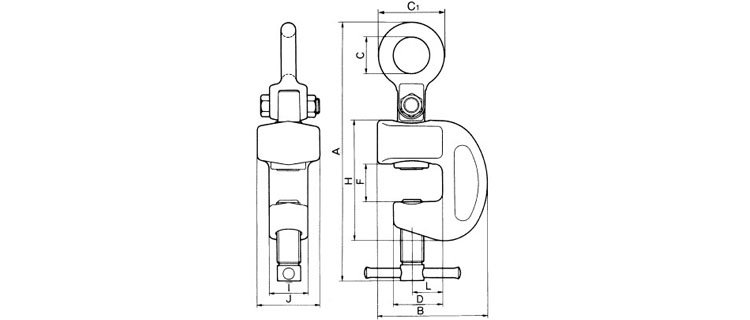 三木HP-Y螺旋鎖緊鋼板吊具尺寸圖 三木HP-Y螺旋鎖緊鋼板吊具尺寸圖