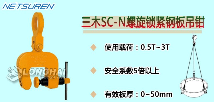 三木SC-N螺旋鎖緊鋼板吊鉗產品介紹 三木SC-N螺旋鎖緊鋼板吊鉗產品介紹