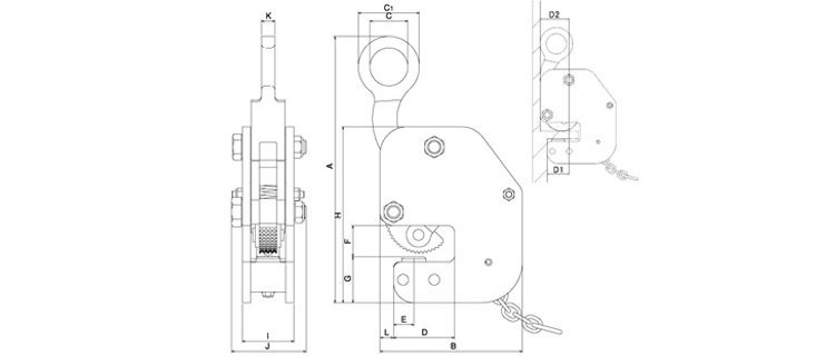 HV G橫豎吊兼用鋼板吊具尺寸圖 HV G橫豎吊兼用鋼板吊具尺寸圖