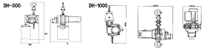 臺灣DUKE舞臺環鏈電動葫蘆尺寸圖