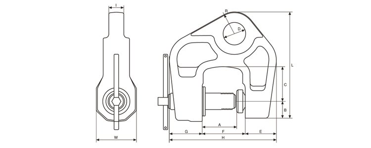 SBb螺旋式鋼板鉗結構尺寸圖 SBb螺旋式鋼板鉗結構尺寸圖