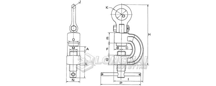 鷹牌FXJ型拉伸用鋼板鉗結構尺寸圖 鷹牌FXJ型拉伸用鋼板鉗結構尺寸圖